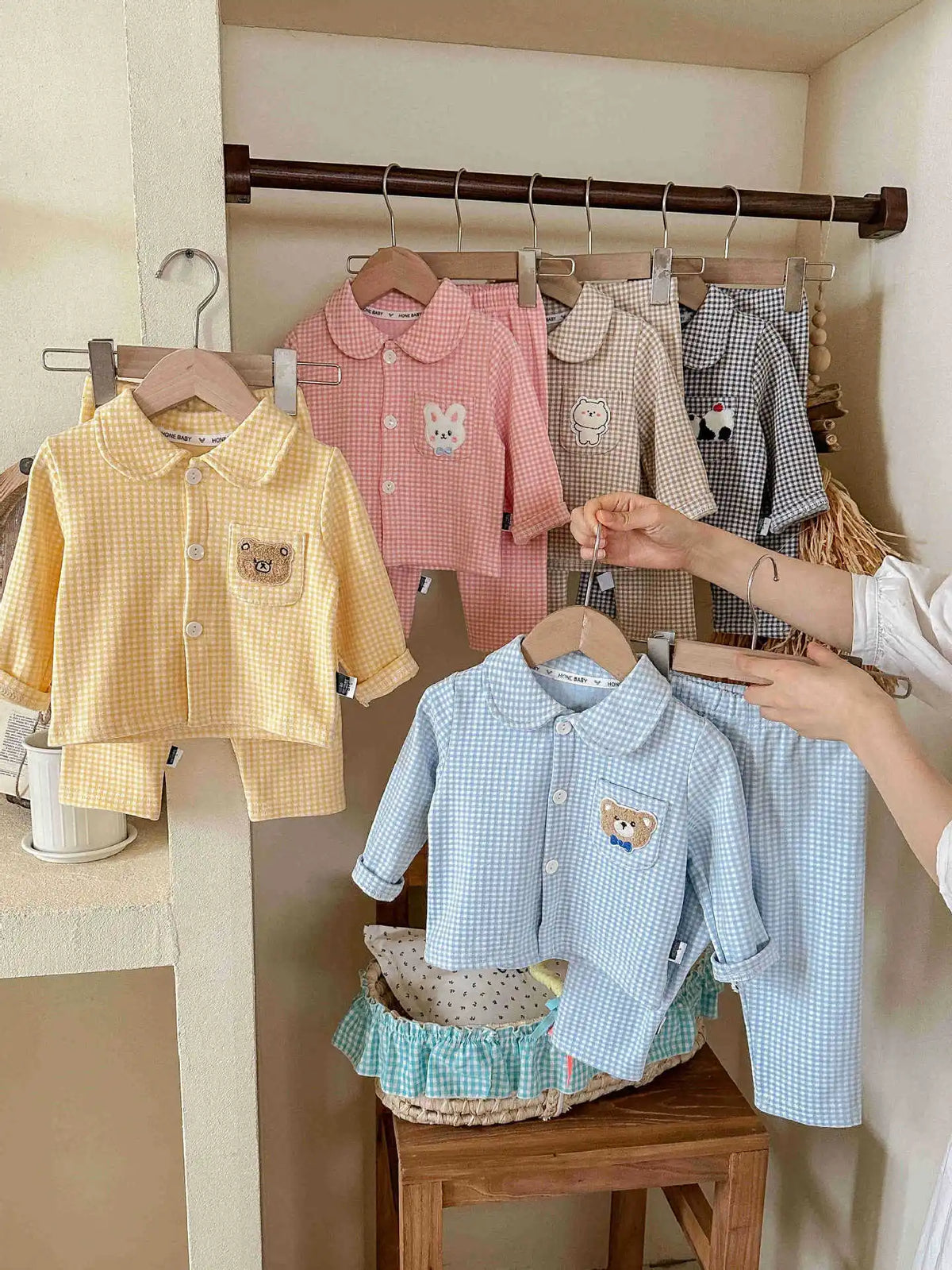 Kinder Schlafanzug lang kariert – Pyjama Set Herbst – Produktansicht 9