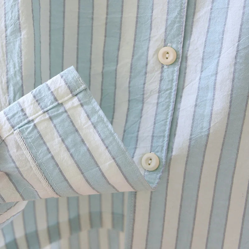 Damen Schlafanzug lang gestreift Baumwolle – Pyjama Set – Produktansicht 23