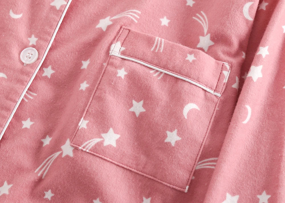 Damen Flanell Schlafanzug lang – warmer Pyjama Winter – Produktansicht 17