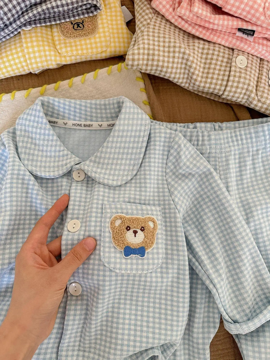 Kinder Schlafanzug lang kariert – Pyjama Set Herbst – Produktansicht 15