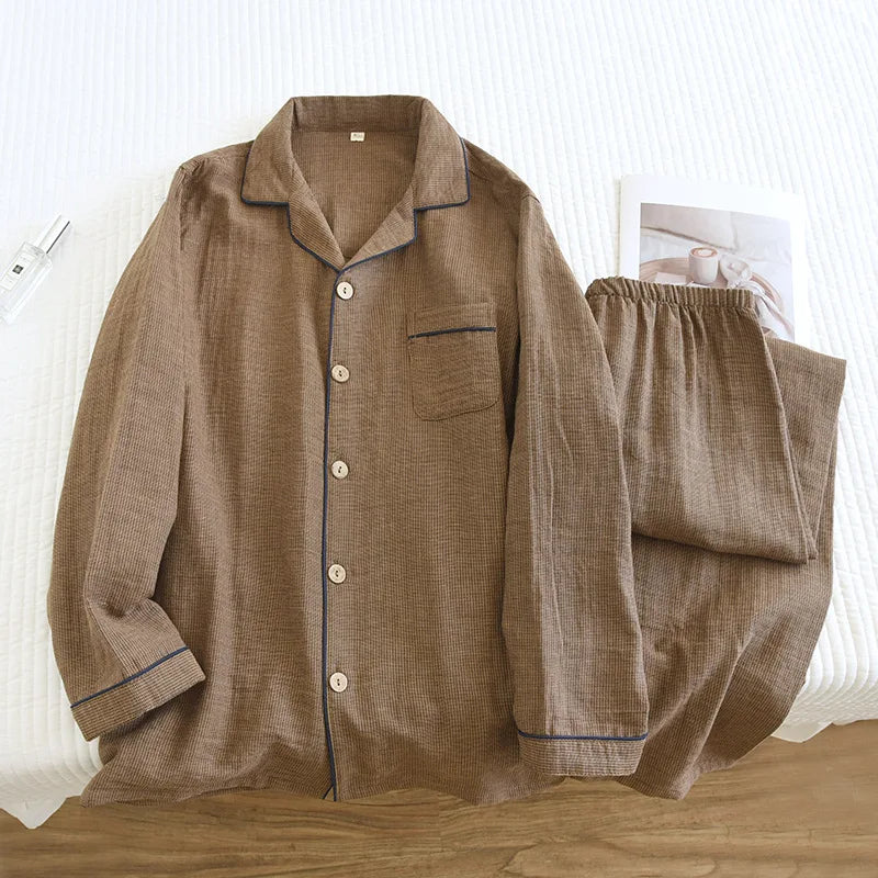 Herren Schlafanzug lang Baumwolle – Pyjama Set locker – Produktansicht 12