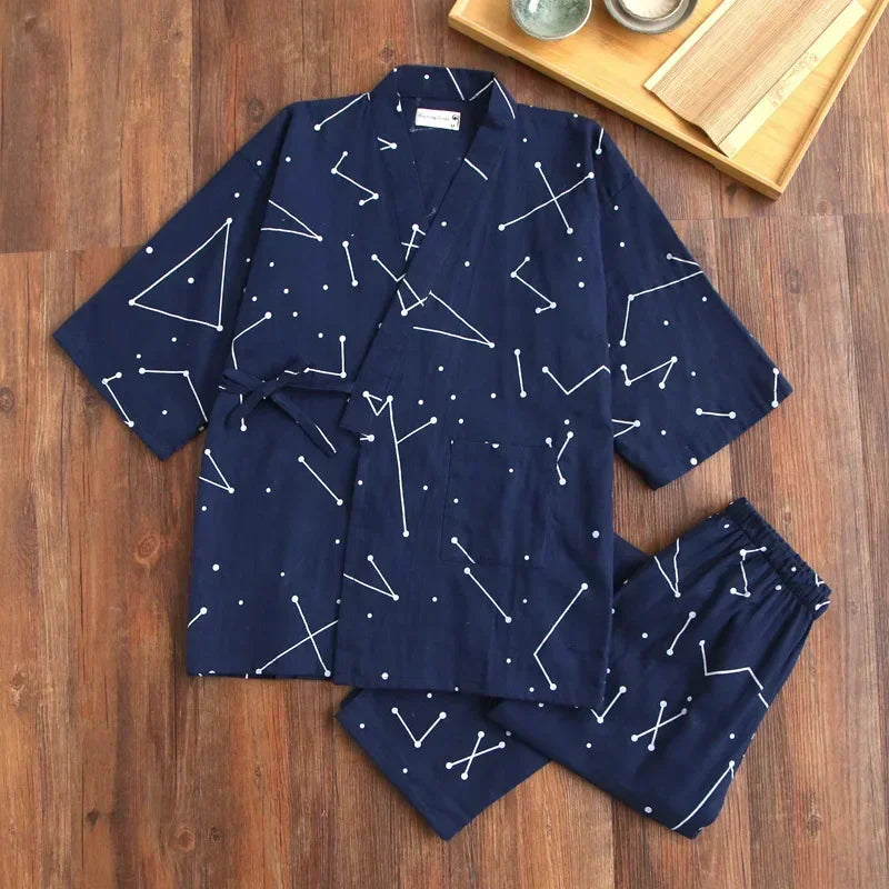 Damen Kimono Schlafanzug Baumwolle – Pyjama Set – Produktansicht 10