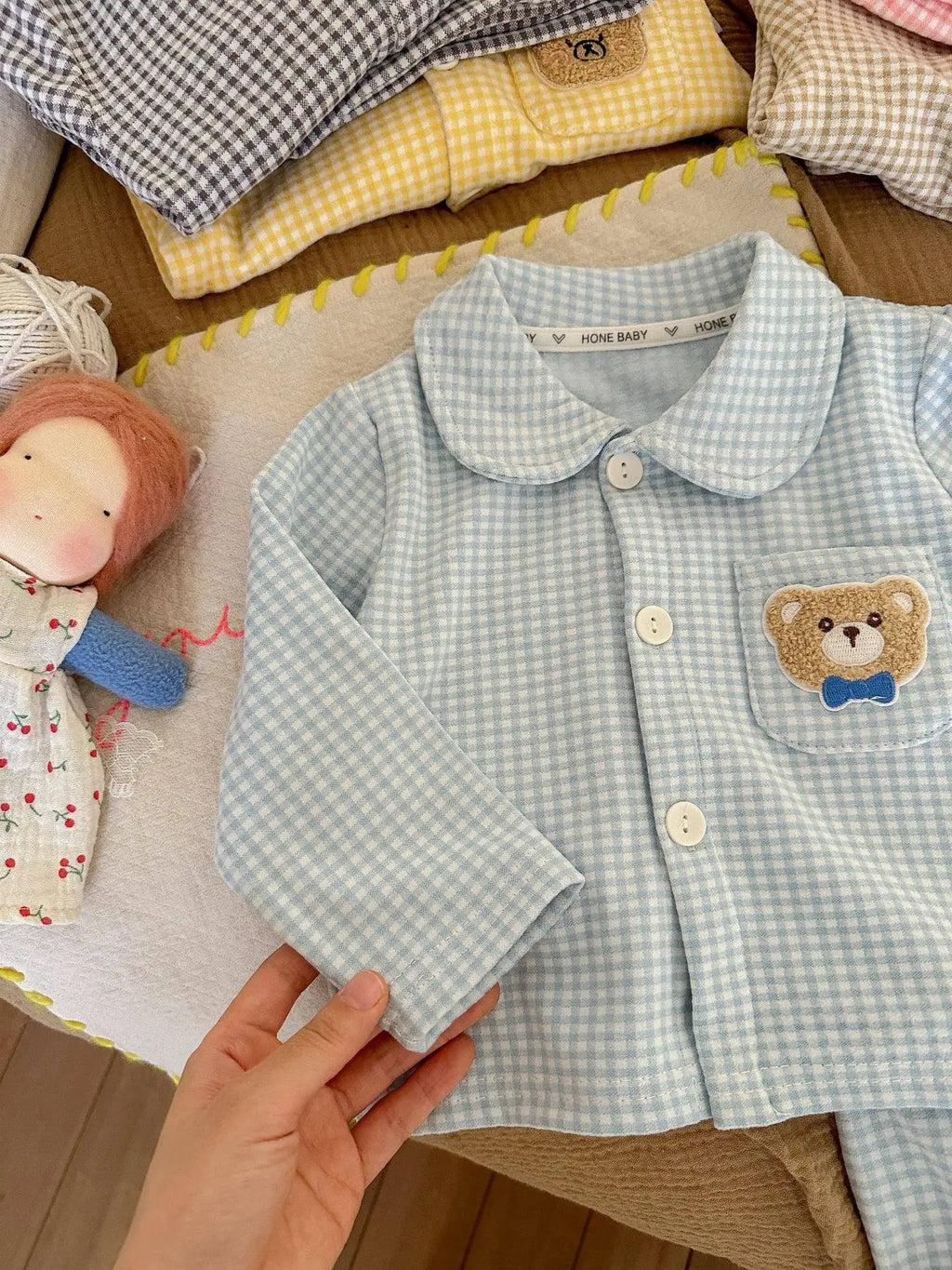 Kinder Schlafanzug lang kariert – Pyjama Set Herbst – Produktansicht 16