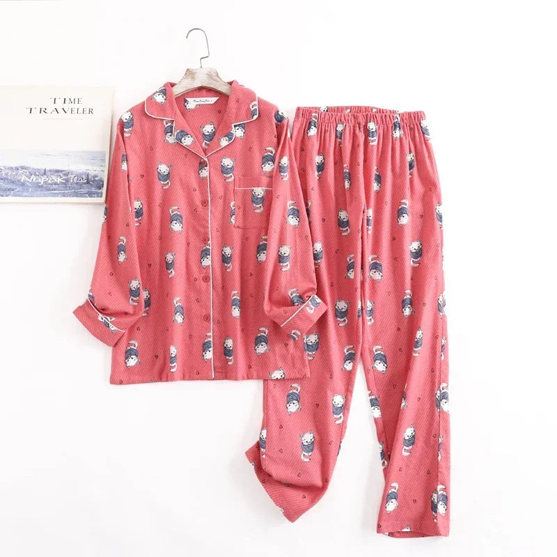 Damen Flanell Schlafanzug lang – warmer Pyjama Winter – Produktansicht 31