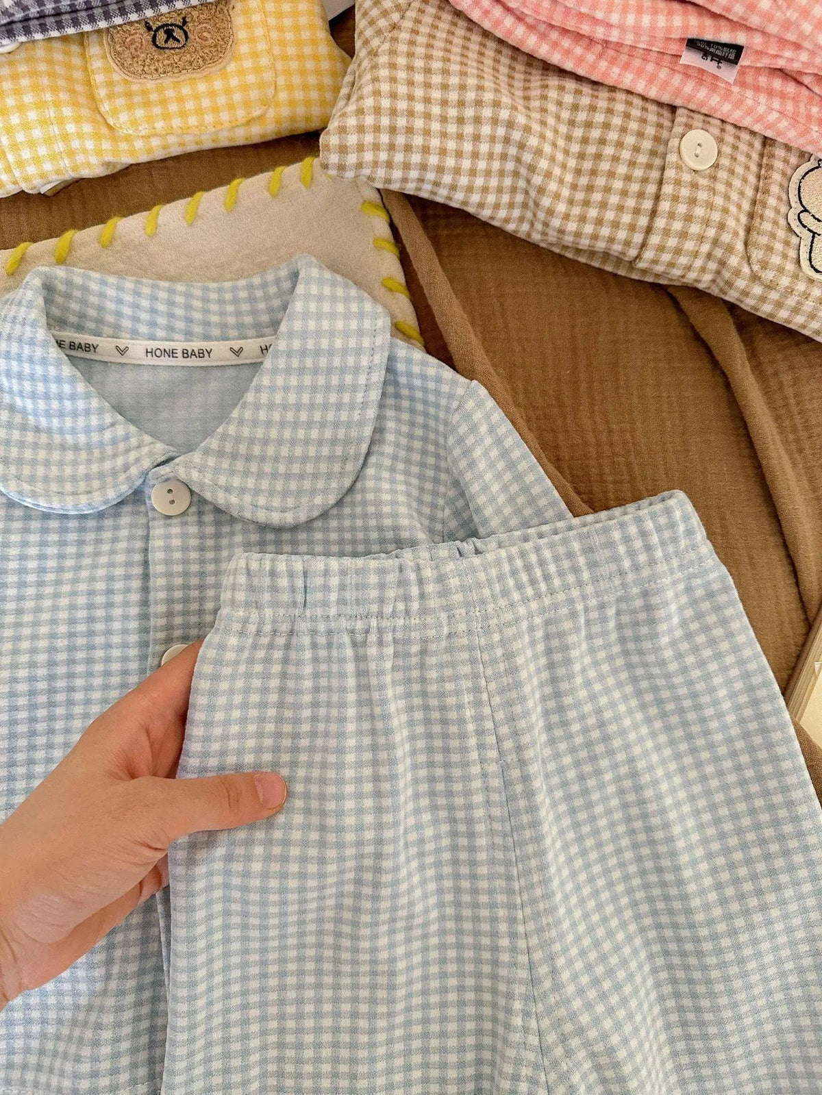Kinder Schlafanzug lang kariert – Pyjama Set Herbst – Produktansicht 17