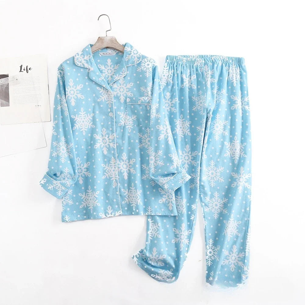 Damen Flanell Schlafanzug lang – warmer Pyjama Winter – Produktansicht 3