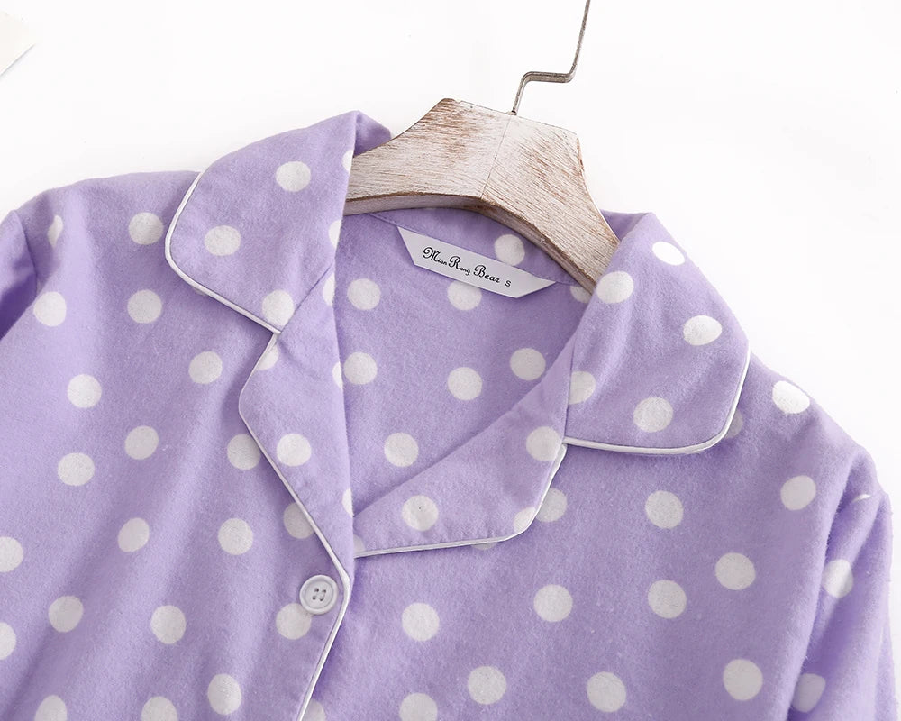 Damen Flanell Schlafanzug lang – warmer Pyjama Winter – Produktansicht 6