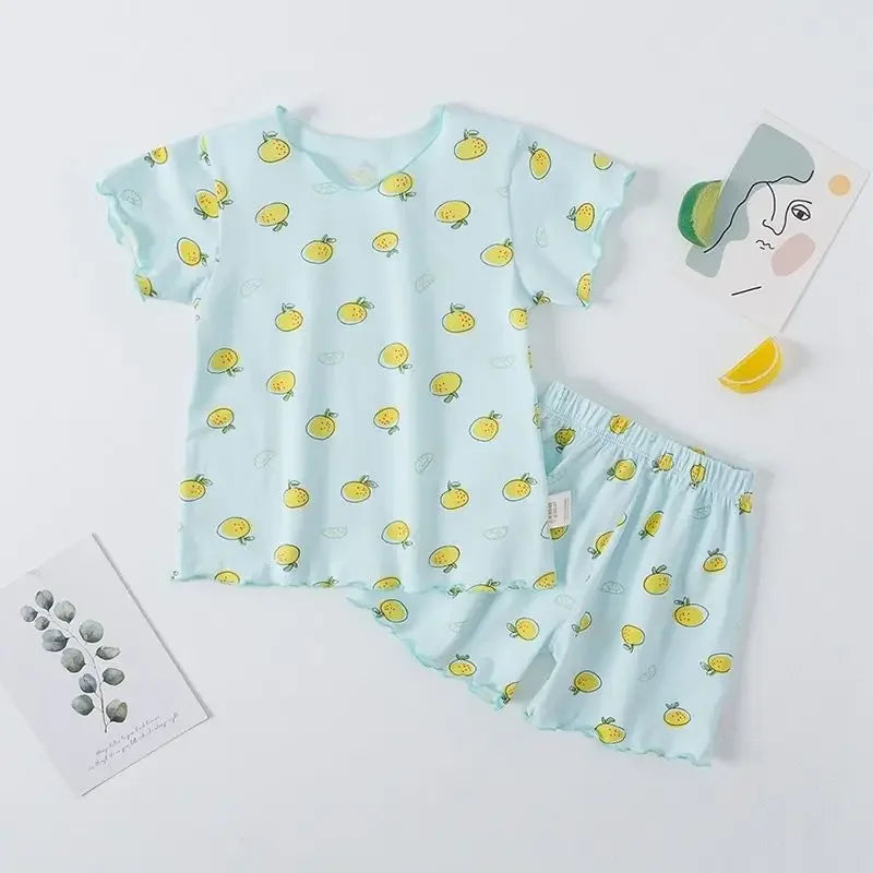 Kinder Schlafanzug kurz Mädchen Erdbeere – Pyjama Sommer – Produktansicht 5
