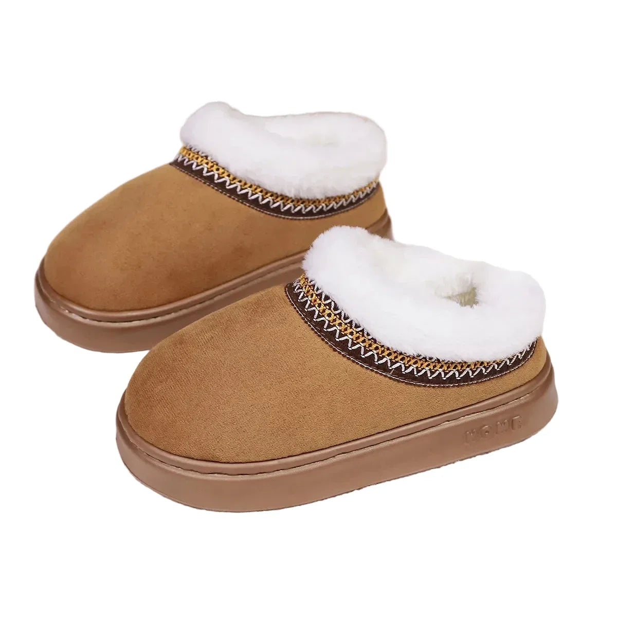 Damen Hausschuh-Stiefel Plüsch Plateau – warme Pantoffeln – Produktansicht 1