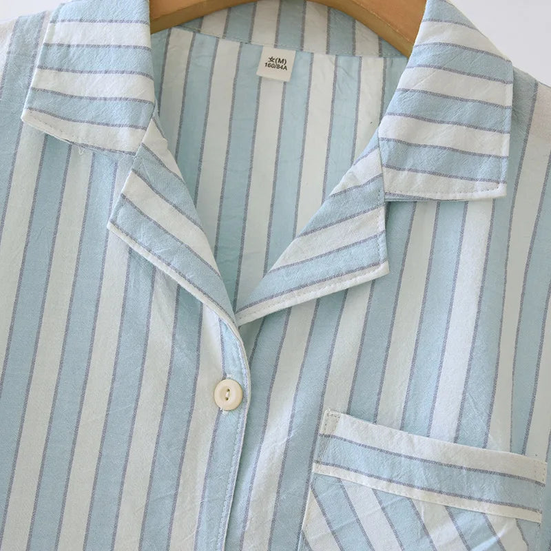 Damen Schlafanzug lang gestreift Baumwolle – Pyjama Set – Produktansicht 19