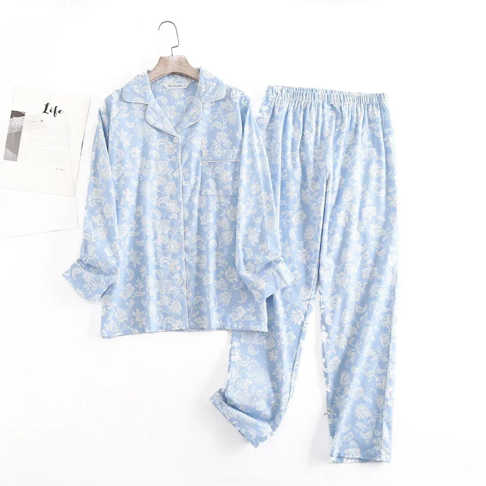 Damen Flanell Schlafanzug lang – warmer Pyjama Winter – Produktansicht 32