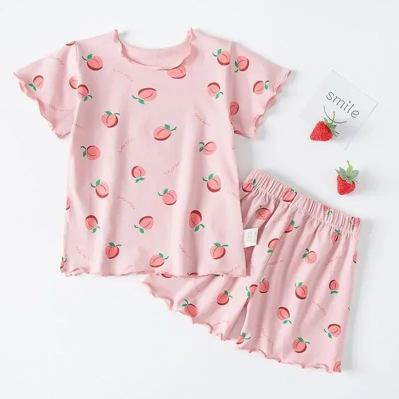 Kinder Schlafanzug kurz Mädchen Erdbeere – Pyjama Sommer – Produktansicht 10