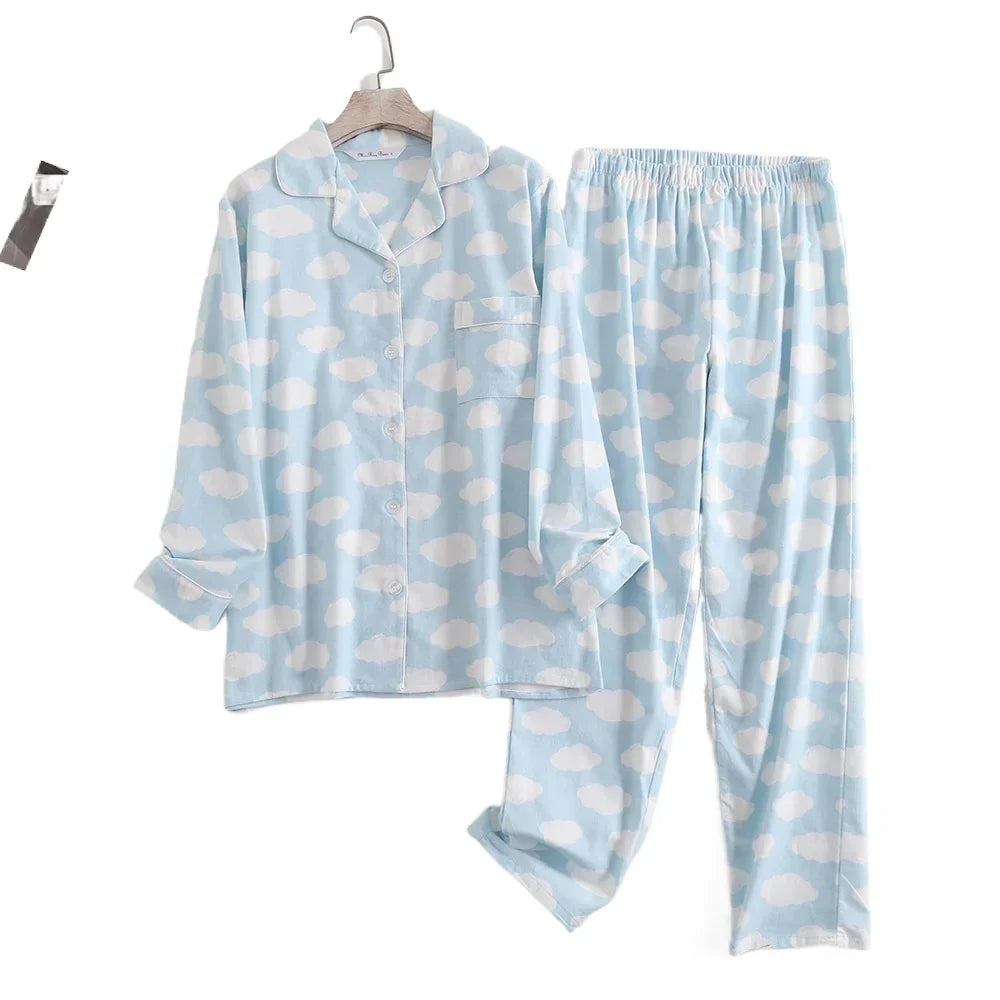 Damen Flanell Schlafanzug lang – warmer Pyjama Winter – Produktansicht 43