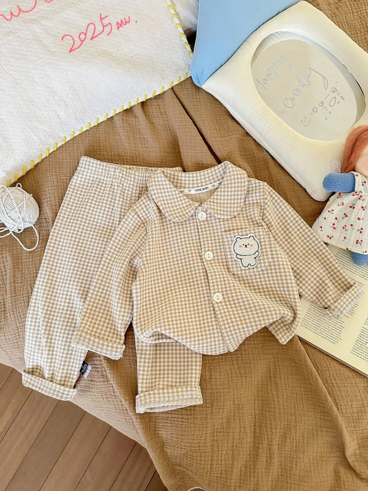 Kinder Schlafanzug lang kariert – Pyjama Set Herbst – Produktansicht 20