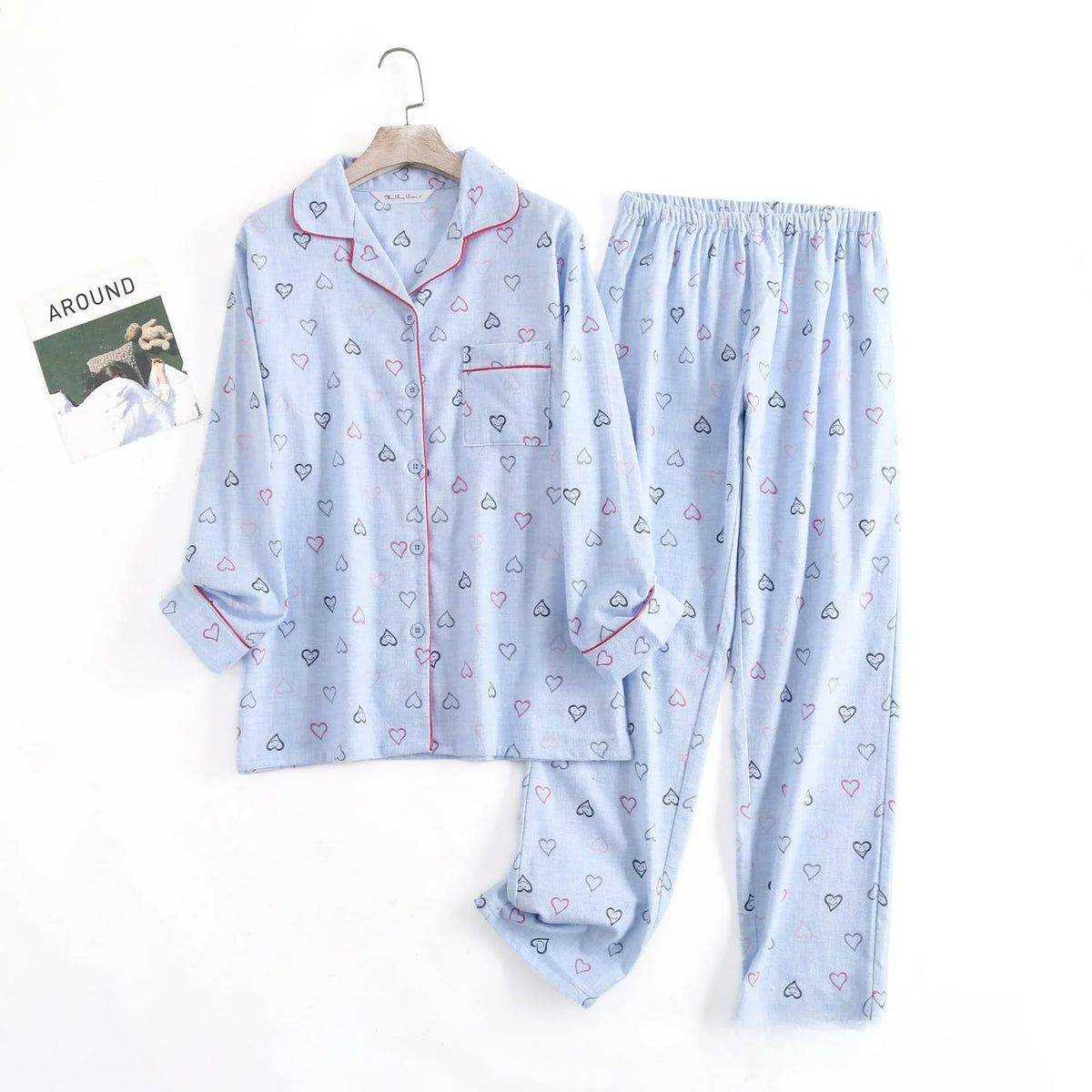 Damen Flanell Schlafanzug lang – warmer Pyjama Winter – Produktansicht 42