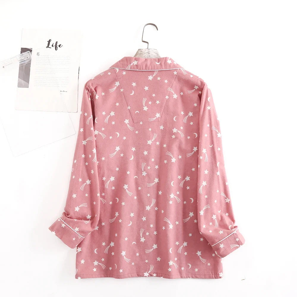 Damen Flanell Schlafanzug lang – warmer Pyjama Winter – Produktansicht 22