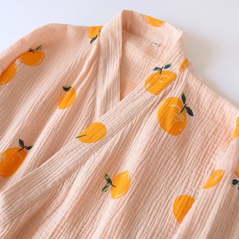 Damen Kimono Bademantel Baumwolle – leichter Morgenmantel – Produktansicht 4