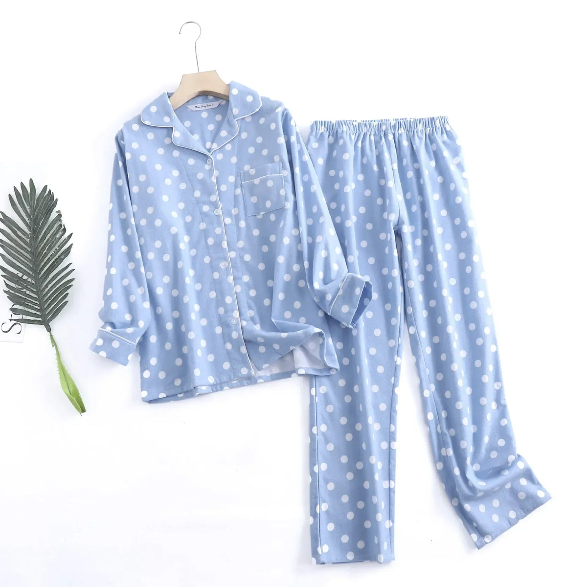Damen Flanell Schlafanzug lang – warmer Pyjama Winter – Produktansicht 27