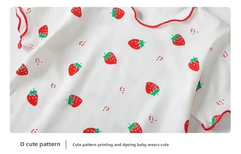 Kinder Schlafanzug kurz Mädchen Erdbeere – Pyjama Sommer – Produktansicht 7