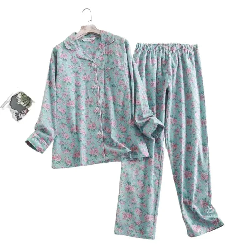 Damen Flanell Schlafanzug lang – warmer Pyjama Winter – Produktansicht 40