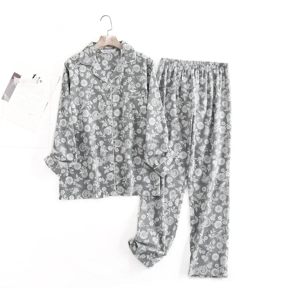 Damen Flanell Schlafanzug lang – warmer Pyjama Winter – Produktansicht 35