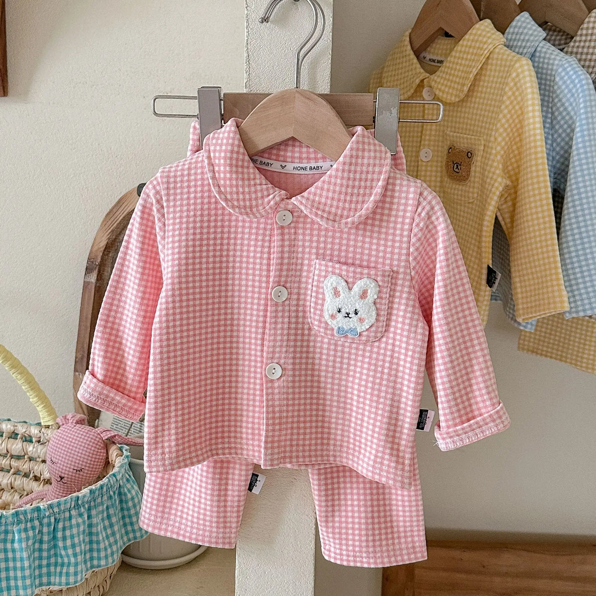 Kinder Schlafanzug lang kariert – Pyjama Set Herbst – Produktansicht 3