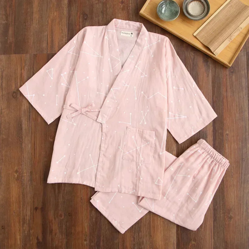 Damen Kimono Schlafanzug Baumwolle – Pyjama Set – Produktansicht 19