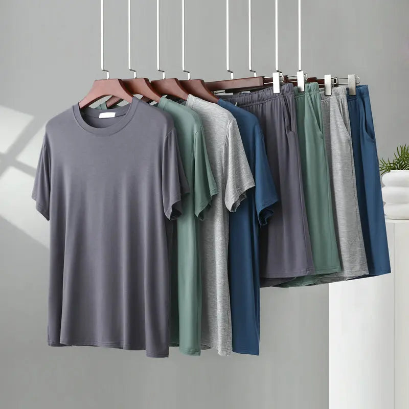Herren Schlafanzug kurz Übergröße Viskose – Pyjama Set – Produktansicht 6