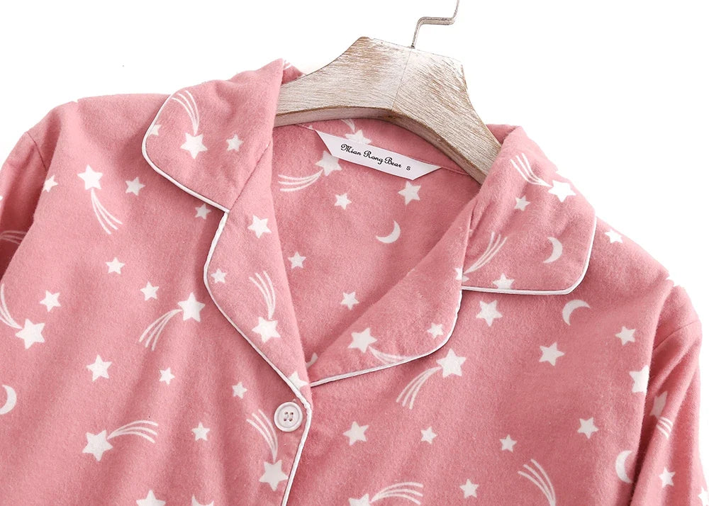 Damen Flanell Schlafanzug lang – warmer Pyjama Winter – Produktansicht 16