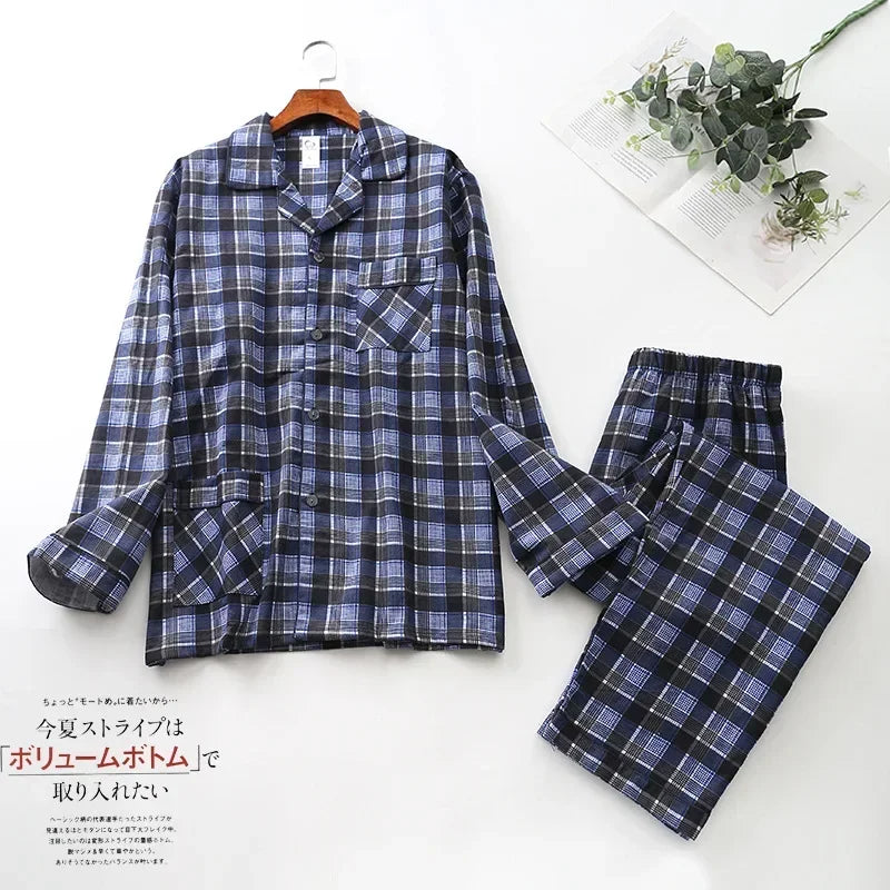 Herren Flanell Schlafanzug lang kariert – warmer Pyjama – Produktansicht 21