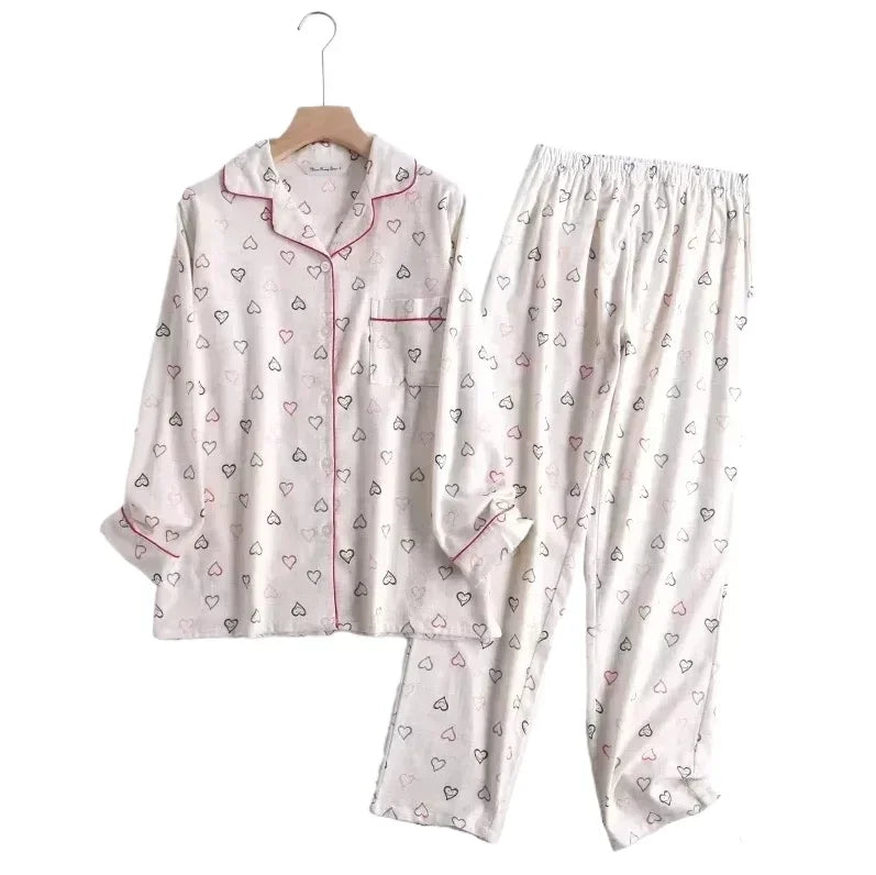 Damen Flanell Schlafanzug lang – warmer Pyjama Winter – Produktansicht 29