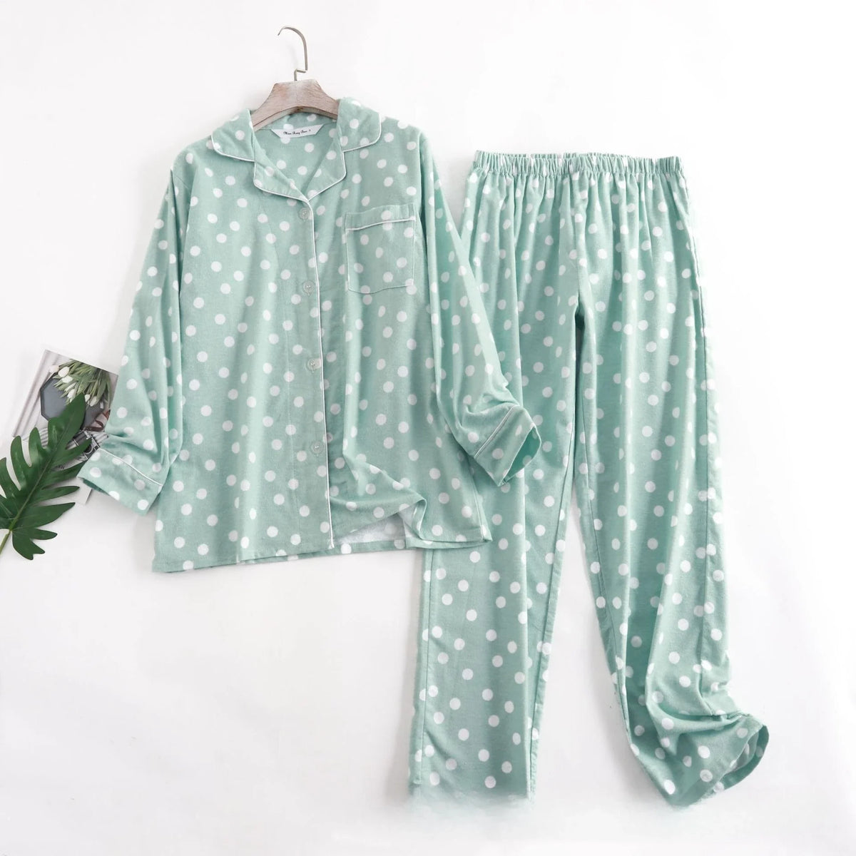 Damen Flanell Schlafanzug lang – warmer Pyjama Winter – Produktansicht 33