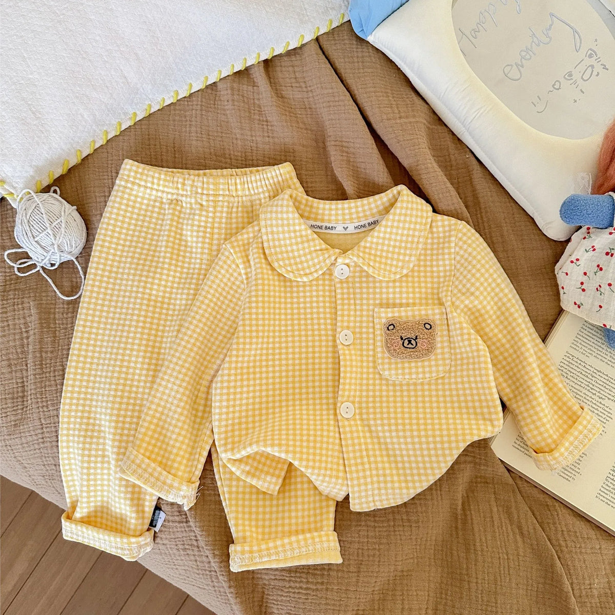 Kinder Schlafanzug lang kariert – Pyjama Set Herbst – Produktansicht 24